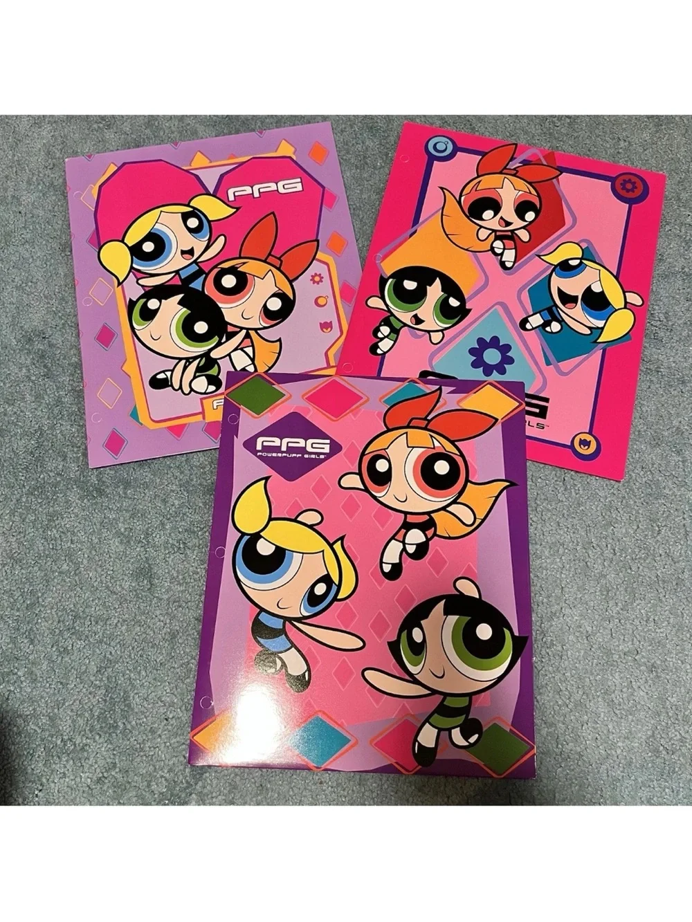 Vintage 2003 Y2K Powerpuff Girls Bundle Of 3 School Paper Folders